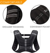 Prodigen Weighted Vest for Women and Men 8 Lbs with Reflective Stripe and Double Adjustable Buckle Straps Weight Vests for Strength Training, Jogging, Cardio, Weight Loss, Muscle Building, Black