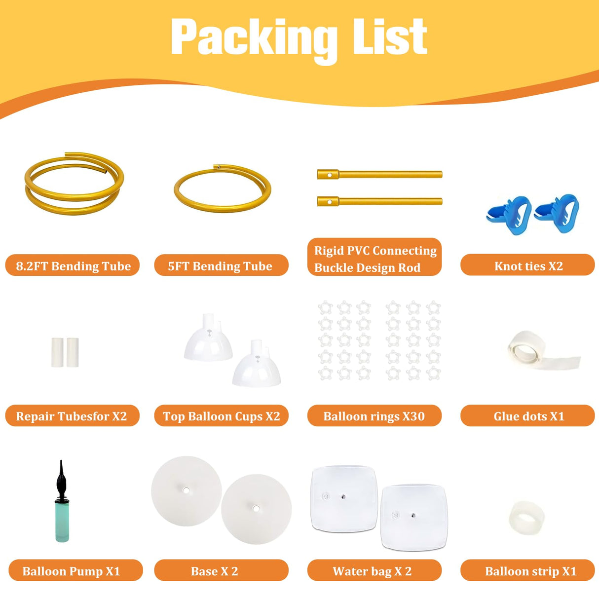 Bazen Balloon Arch Stand Kits Gold 8.2FT&5FT Half Arch Backdrop Stand