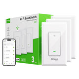 GHome Smart Switches for Lights, WiFi Smart Light Switch Works with Alexa and Google Home, Neutral Wire Required, 2.4Ghz WiFi Light Switch with APP Control, Single Pole Smart Switch, 3