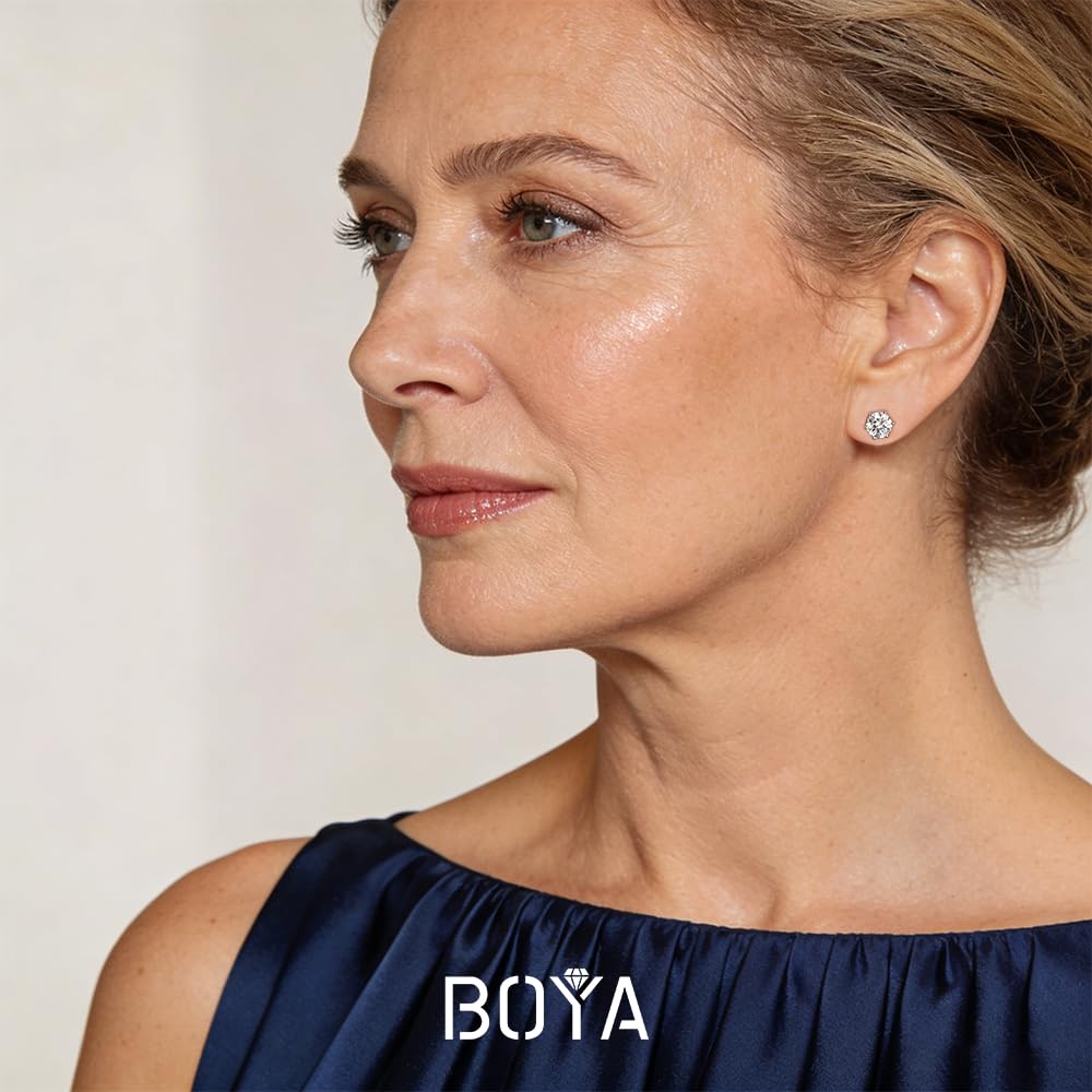 Moissanite Stud Earrings for Women, 925 Sterling Silver Earrings for Men