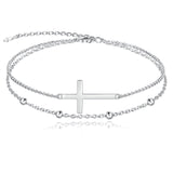 MANBU Sterling Silver Cross Bracelet for Women: Faith Cross Adjustable Bracelet Jewelry Faith Gifts (cross bracelet)