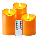 Homemory Halloween Orange Flameless Candles Outdoor, Fall Candles Battery