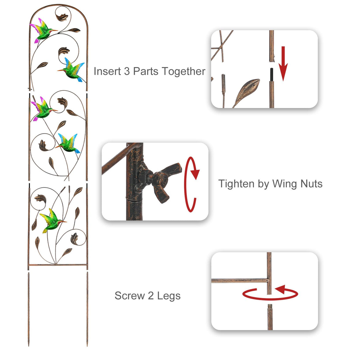 2 Pack Metal Garden Trellis for Climbing Plants