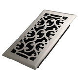 Howeall 4x8 Inches Heavy Duty Walkable Floor Register - Easy Adjust Air Supply Lever Decorative Floor Vent Covers, Savannah Design Vent Covers for Home - Satin Nickel