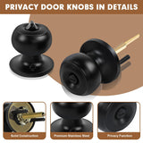 RAZCC Privacy Door Knobs, 10 Pack Matte Black Door Knobs with Lock, Bed and Bath Door Knob Interior Keyless Locksets, Round Door Handles Reversible for Left Right Handed Doors