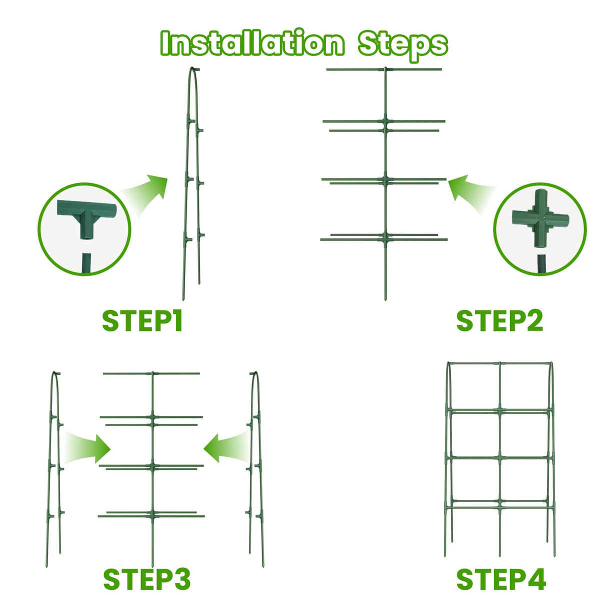 Cucumber Trellis for Raised Bed, U-Shape Garden Trellis for Climbing Plants Outdoor, Metal Arch Vegetables Trellis, Plant Support for Grape Vine Beans Squash Peas Flower