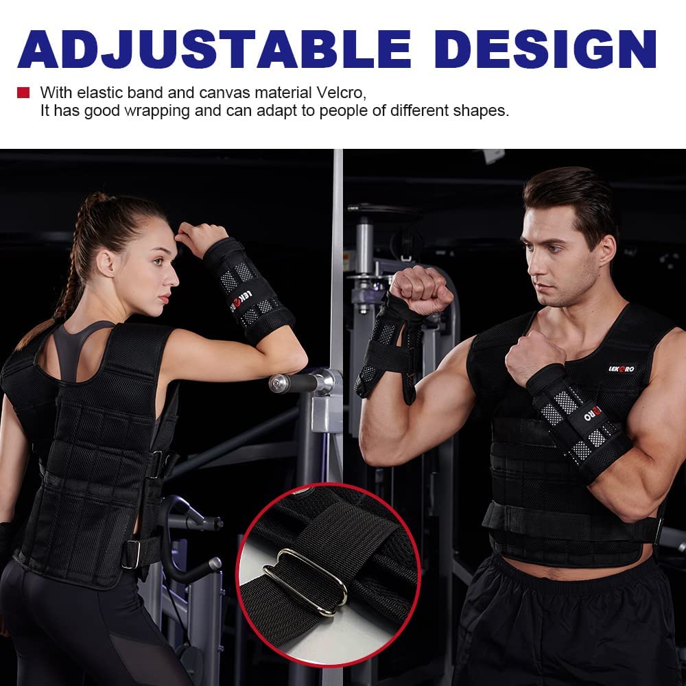 Adjustable Weighted Vest Set with Arm Weights and Leg Weights, Weight Training Workout Set, Weights Jacket & Wrist Weights & Ankle Weights (Including Weights: 96-100 Steel Plates)