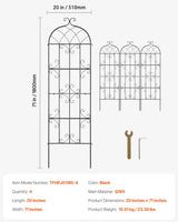 VEVOR 71 x 20 in, 4 Packs Rustproof Metal Garden Flower Trellis, Outdoor Climbing Rose & Cucumber Support, Decorative Clematis Trellis for Courtyards & Lawns