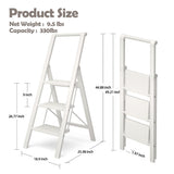 HillhutApex 3 Step Foldable Aluminum Step Ladder with Handgrip, Anti-Slip Pedal, 330 lbs Capacity, Lightweight & Portable for Home, Kitchen, Office, Garage (White)