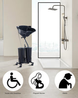 Electric Portable Shampoo Bowl Hair Washing Station, Hair Washing Tray for Sink at Home, Portable Salon Sink Wash Basin for Hairstylist (Black, with 2 Bucket)