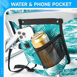 Portable Beach Chair for Adults, Outdoor Lightweight Camping Chair Lay Flat Folding Backpack Beach Reclining Chair with 4 Positions, Headrest, Cooler Pouch, Cup Holder