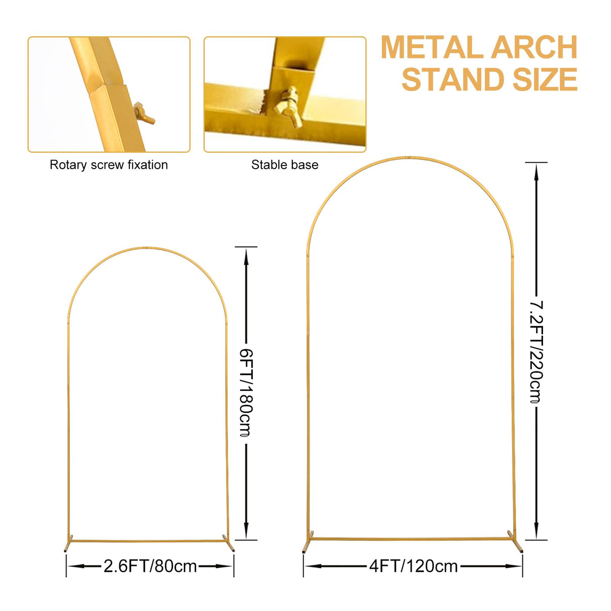 SuuWoee Wedding Arch Backdrop Stand Set of 2 With White Cover (7.2FT+6FT)