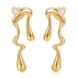 Womens Gold Studs Earrings, 14K Gold Plated Personality Big Stud Earring,Stainless Steel Hypoallergenic Ear Rings Trendy Jewelry,Christmas Birthday Gifts for Girlfriend Sister