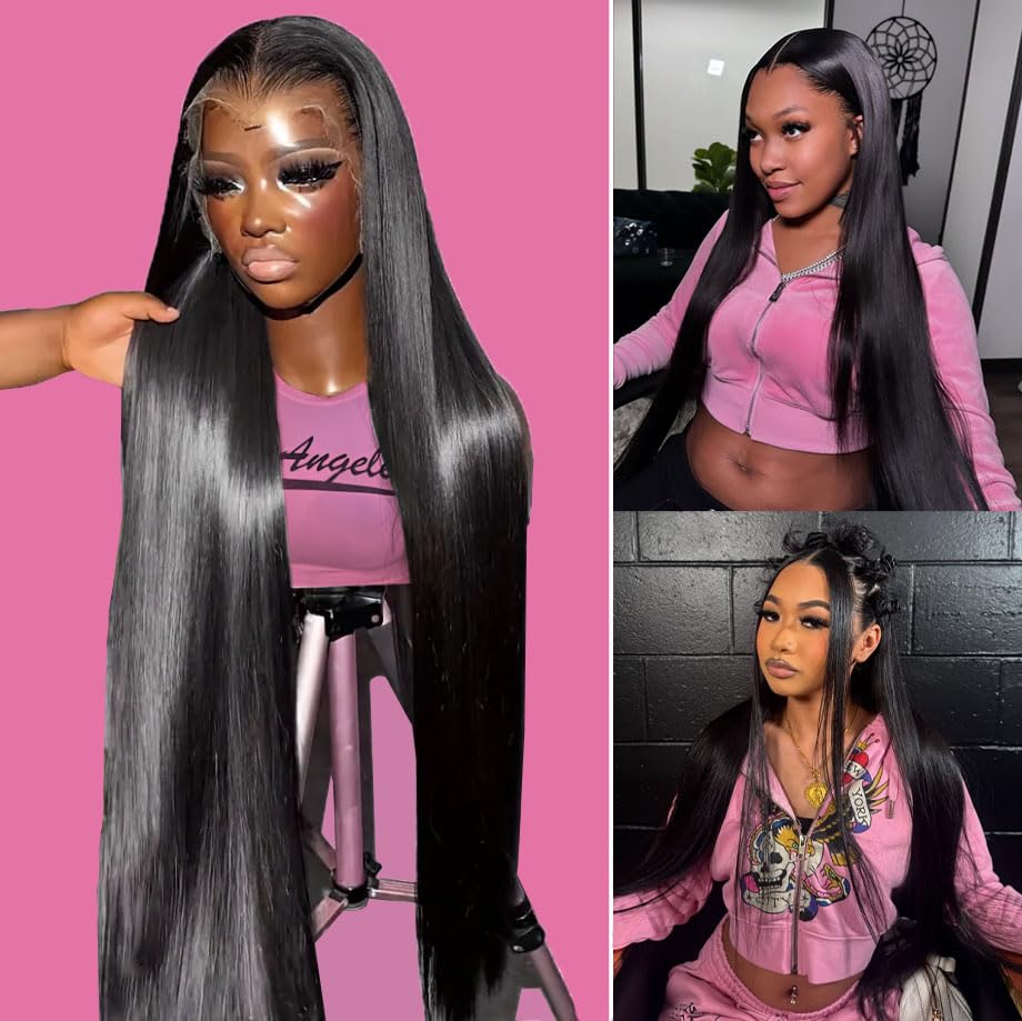 30 Inch Lace Front Wigs Human Hair 200 Density 13x6 HD Lace Front Wigs Human Hair Pre Plucked Glueless Wigs Human Hair for Women Straight Lace Frontal Wigs Human Hair Natural Color (Natural Black, 30)