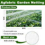 Agfabric Garden Netting 16'x30' Insect Pest Barrier Bird Netting for Garden Protection,Row Cover Mesh Netting for Vegetables Fruit Trees and Plants,White