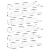 Lifewit Floating Shelves for Wall, Acrylic Display Shelf Wall Mounted for Figure, Car, Art, Book, 14" Perfume Organizer for Bathroom, Bedroom, Living Room, Nursery, Home Decor, Clear, 6 Pack