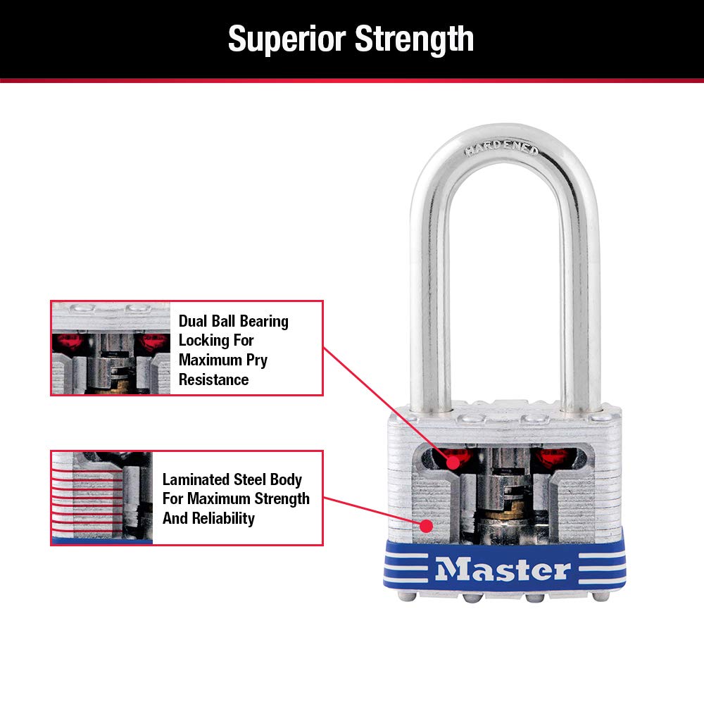 Master Lock 3QLF Outdoor Padlock with Key, 4 Pack Keyed-Alike