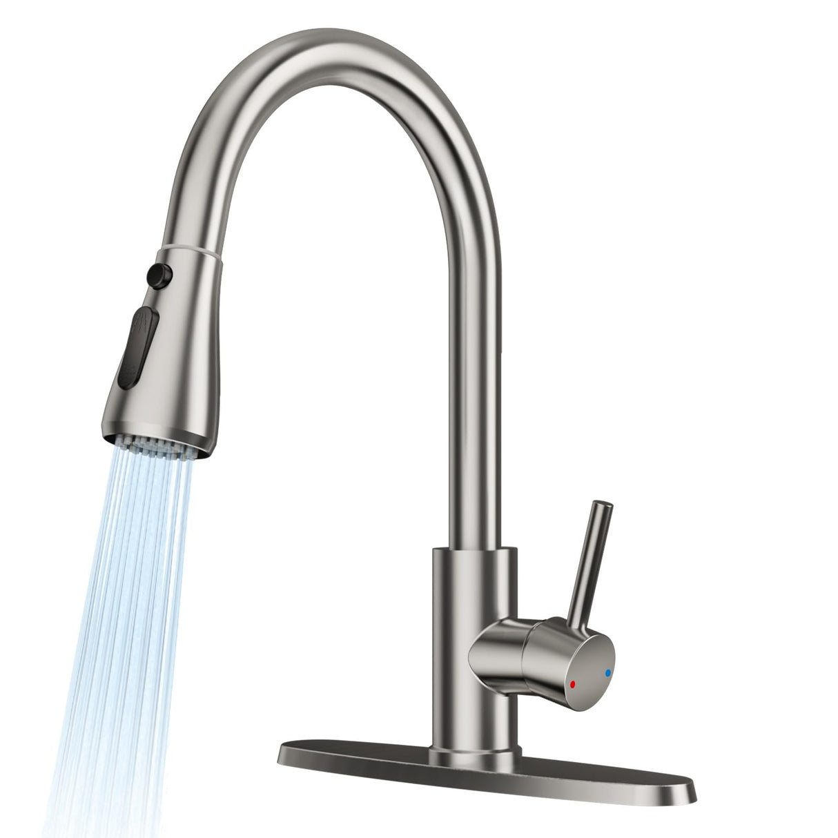 FEELSO Kitchen Faucets with Pull Down Sprayer, High Arc Stainless Steel Single Handle Kitchen Sink Faucet, 1 or 3 Hole Brushed Nickel Water Faucets for Farmhouse Laundry Camper Rv Bar