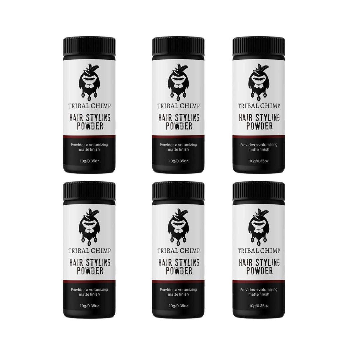 Tribal Chimp Hair Styling Powder, All-day Invisible Hold Hair Volumizer and Texture Powder for Men and Women, Styling Powder with Matte Finish - 6-Piece Set, 10g