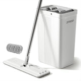 JOYMOOP Hands-Free Self-Cleaning Microfiber Mop and Bucket with Wringer Set for Home, Mops for Floor Cleaning and Wall Cleaner, Hardwood, Tile, Laminate, Vinyl Floors, Smooth Walls, and Glass Windows