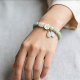 HL1971 Natural Jade Bracelet for Women Gradient Green Jade Bead Elastic Bracelet, Suitable for Christmas, Thanksgiving