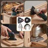 Towbluii Multitool Sanding Pads for Detail Wood Finishing, Multi-Grit Assorted Sandpaper with Triangle & Finger Attachments, Durable Hook and Loop Sanding Sheets for Furniture & Edge Work（105p