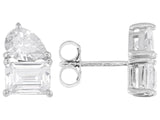 JTV White Cubic Zirconia Rhodium Over Sterling Silver Stud Earrings 5.58ct