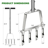 Qdreclod Core Aerator Lawn Tool Manual Lawn Aerator Tool with 4 Hollow Tines Non-Clogging Heavy Duty Plug Aerator for Soil Loosening Lawn Aeration, Revives Lawn Health,Garden Tool