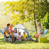 Outvita Lightweight Folding Beach Chair, Portable Arm Chair with High Strength Cleanable Fabric for Sand Camping Lawn Concert Travel Festival Blue,Heavy Duty Supports 220lbs