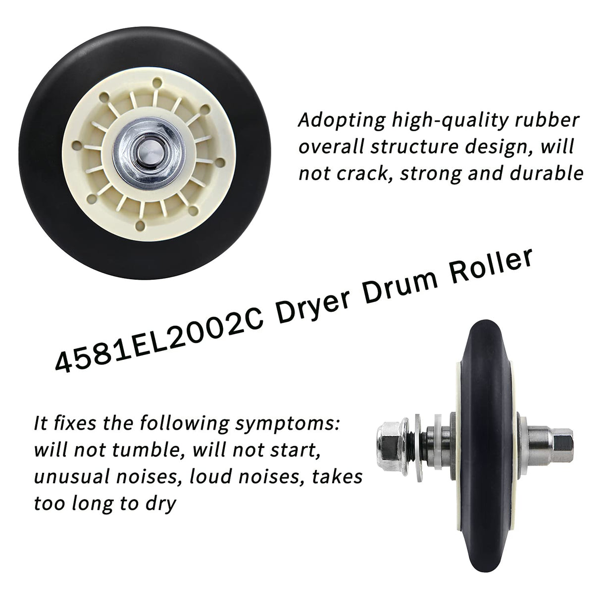 Upgraded Dryer Repair Kit Dryer Roller Kit for LG Kenmore Dryers Includes 4581EL2002C Dryer Drum Roller Assembly 4400EL2001A Dryer Belt and 4561EL3002A Dryer Idler Pulley, Pictures 6, 7 are Fit Models