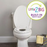 Little2Big Toilet Seat with Built-In Toddler Potty Training Seat, Slow Close, Easy to Install, Made in USA, ELONGATED, White
