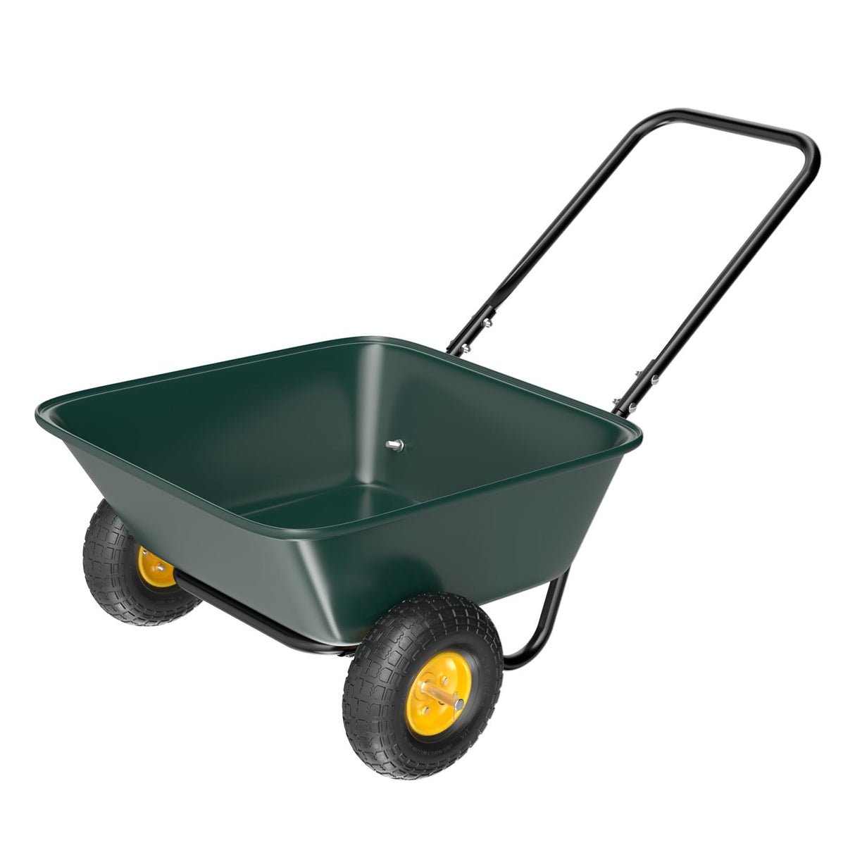 VINGLI 2 Wheel Wheelbarrow, Plastic and Steel Wheel Barrel, 330lbs Capacity Garden Cart for Lawn, Gardening, Construction