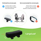 LargeLeaf Extra Thick 2 inches Chair with Memory Foam Armrest Pads 2-Piece Set (Black)