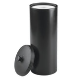 iDesign Freestanding Bathroom Toilet Paper Storage Holder with Lid for 3 Extra Rolls, Matte Black