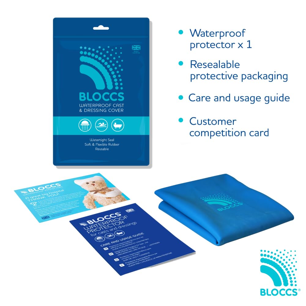 Bloccs 100% Waterproof Cast Shower Cover Leg Kids- Swim on Vacation, Shower & Bathe. Durable Child Leg Cast Protector - #CL78-L - Child Leg - (Large)