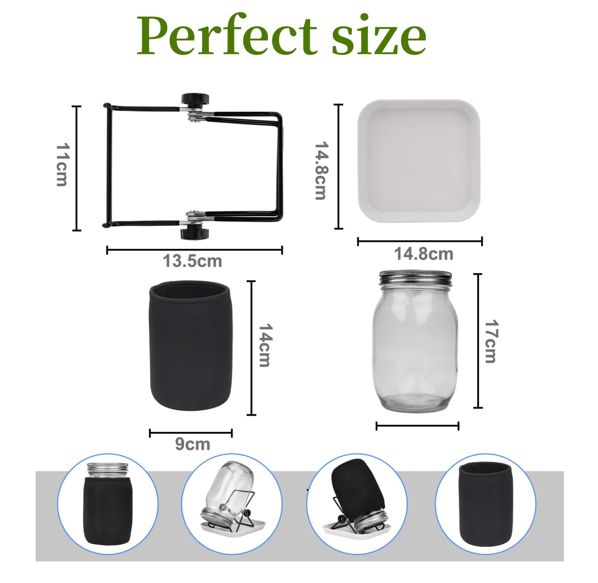 Lulonpon Sprouting Kit, 2 Sprouting Jar Kits, Wide Mouth Quart Mason Jars with Stainless Steel Screen Sprout Lids,1000ml, Stand and Canning Brush,Seed Sprouter Set for Growing Broccoli, Alfalfa