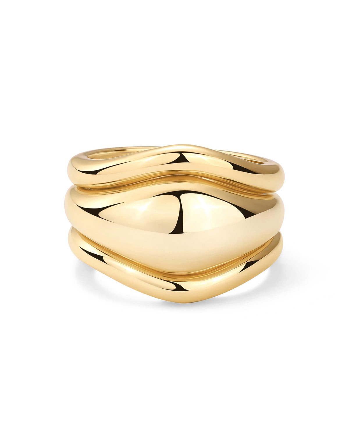 PAVOI 14K Yellow Gold Plated Stackable Chunky Statement Ring Set of 3