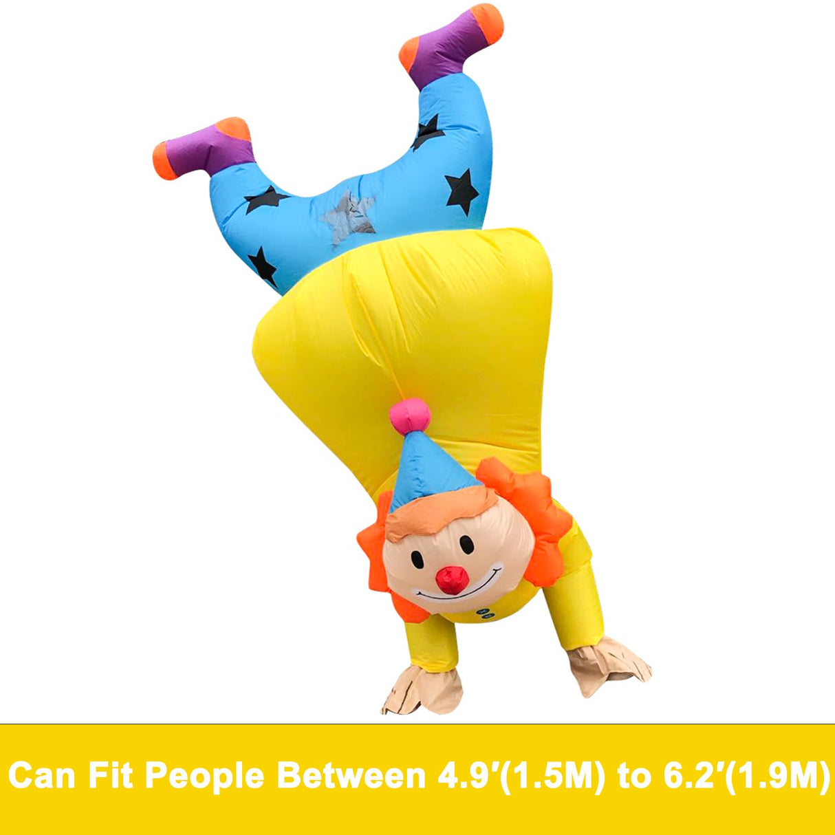 ZISUEX Clown Inflatable Costume Clown Blow Up Suit Party Game Halloween Yellow Clown Costume Cosplay Fancy Party Costume Christmas Xmas Jumpsuit