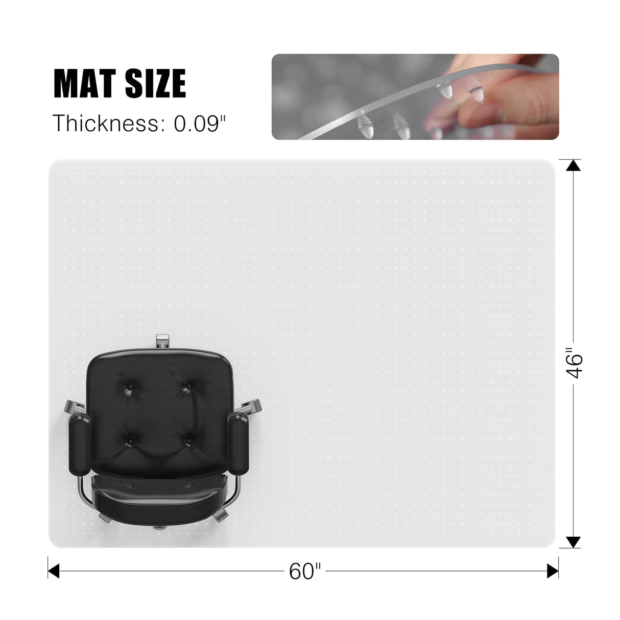 Clear Chair Mat for Carpet, tixpol 60"x46" Large Chair Mat for Carpeted Floors, Non-Slip Carpet Protector Mat with Grips, Heavy-Duty Rolling Under Desk Floor Mat for Home Office Use (Clear)