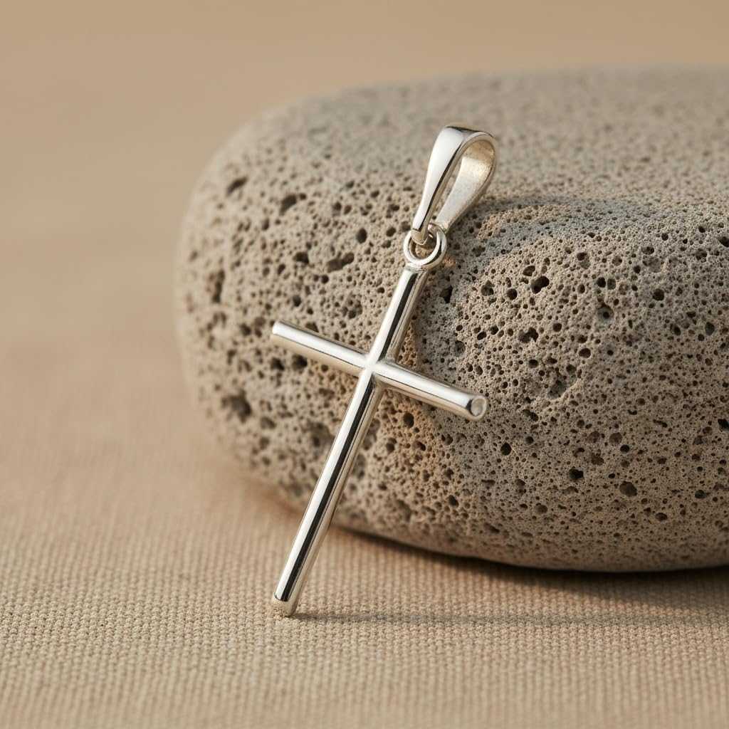 silverzone77 Cross Sterling Silver 925 Pendant Minimalistic Religious Unisex Jewelry