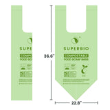 SUPERBIO 13 Gallon Compostable Kitchen Waste Bags with Handles, Food Scrap Bags Certified by BPI, OK compost INDUSTRIAL, 30 Count, 49.2L