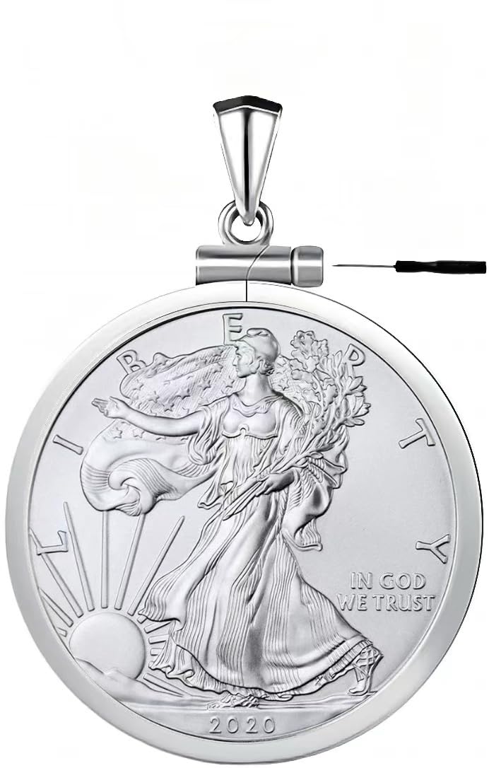 Geruibi Sterling Silver 1 oz Border Screw Top Coin Border is suitable for 40.6mm diameter 2.98mm thickness, Coins Not Included