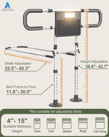 Agrish Bed Rails for Elderly Adults Safety - FSA/HSA Eligible with Motion Light & Storage Pouch - Bed Assist Rails for Seniors, Surgery Patients & Handicap, Fit King Queen Full Twin Bed