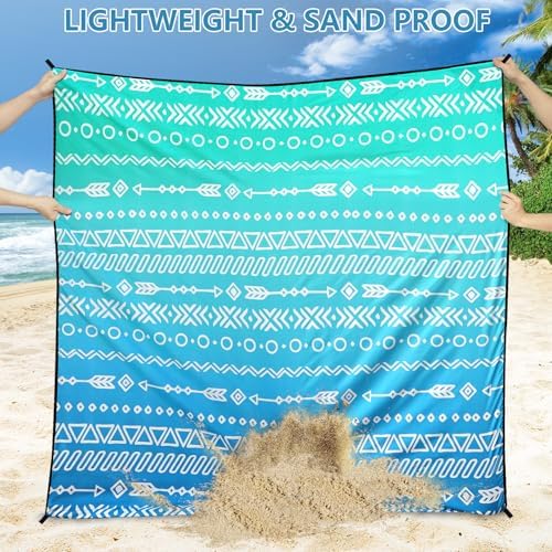 Beach Blanket Waterproof Sandproof Beach Mat 79" X 83" /10'x9'for 2-8 Adults Quick Drying Outdoor Picnic Mat Beach Accessories for Travel, Camping, Hiking