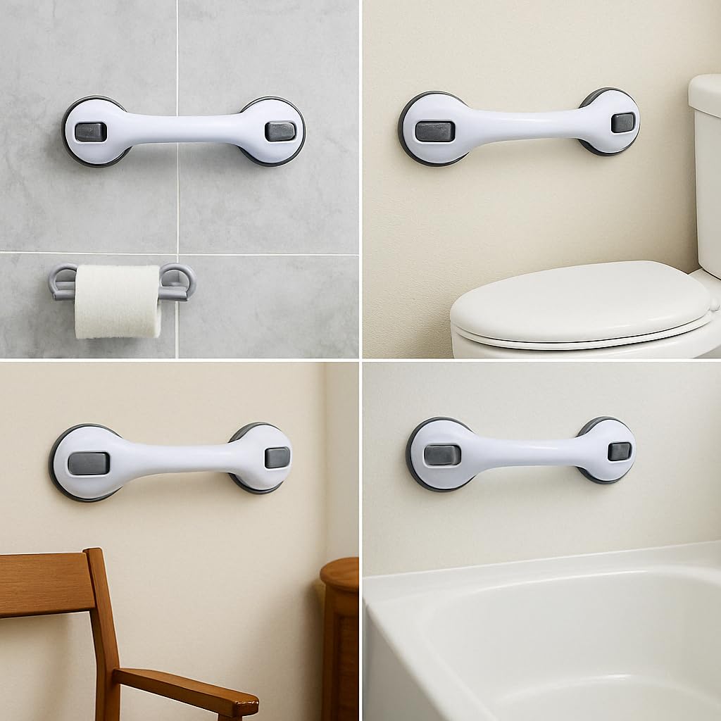 2 Pack Grab Bars for Bathtubs and Showers, Shower Handles for Elderly Seniors bar Safety 500 lbs Walls Handicap Heavy Duty Holder Hooks to Lift Large Tile Glass Suction Cups Tool