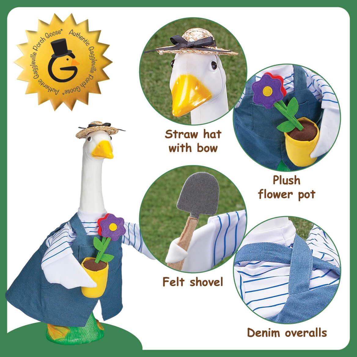 Fox Valley Traders Gaggleville Gardener Goose Outfit, Fits Large 23" H Statue