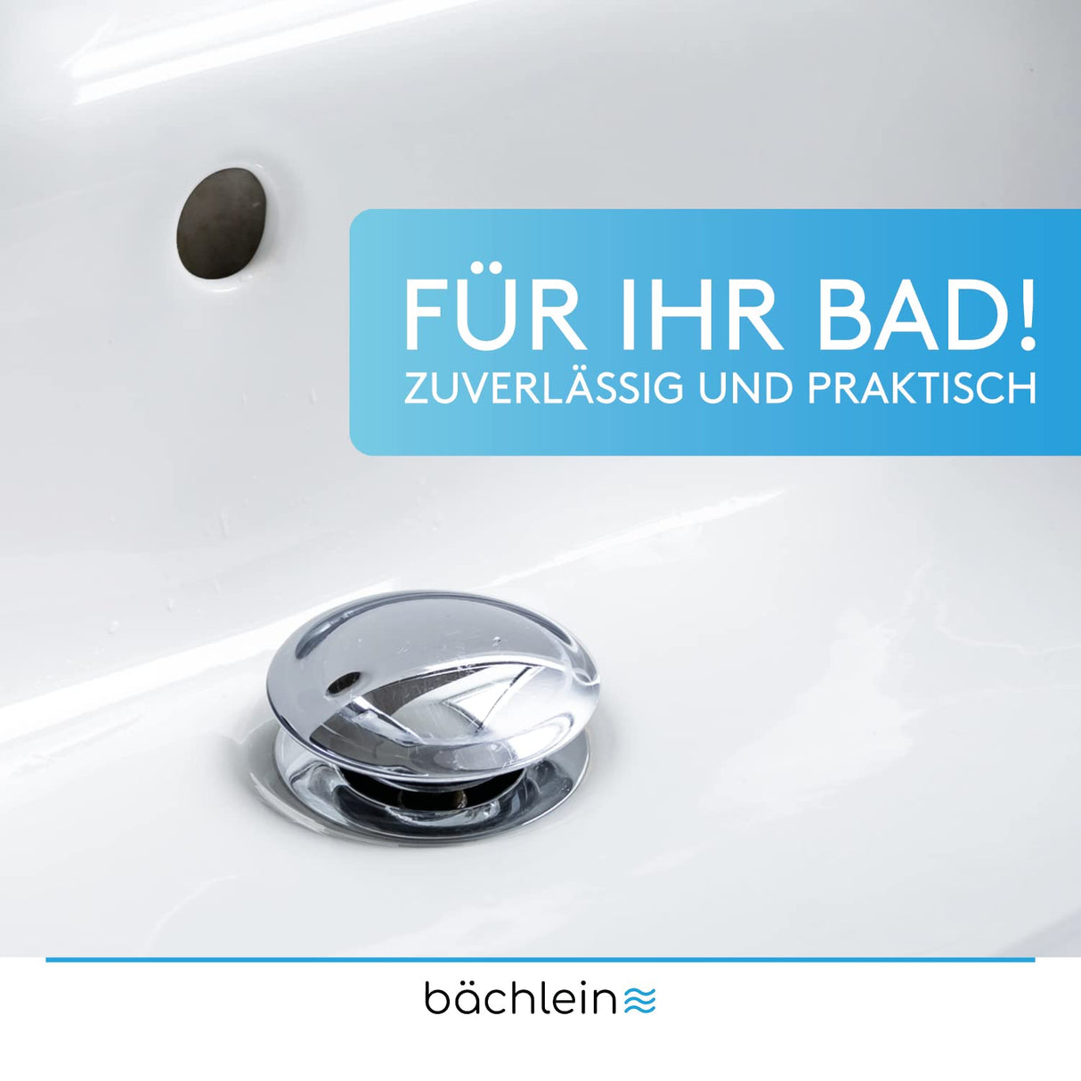 Bächlein Universal Pop Up Washbasin Plug - Chrome Drain Strainer for Washbasins - 40mm Drain Valve Plug with Hair Strainer