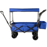 Happbuy Collapsible Wagon with Removable Canopy, 220lbs Heavy Duty Foldable Beach Wagon with Big Wheels