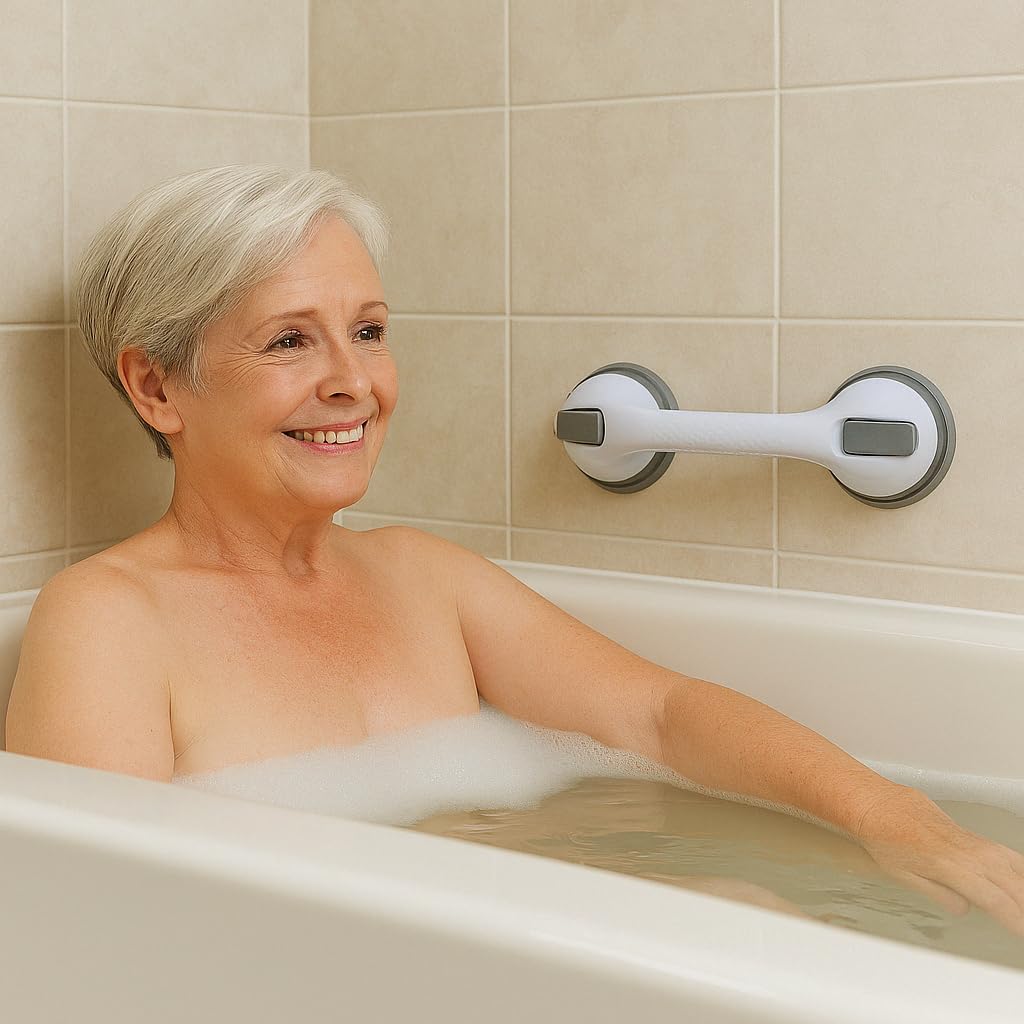 2 Pack Grab Bars for Bathtubs and Showers, Shower Handles for Elderly Seniors bar Safety 500 lbs Walls Handicap Heavy Duty Holder Hooks to Lift Large Tile Glass Suction Cups Tool