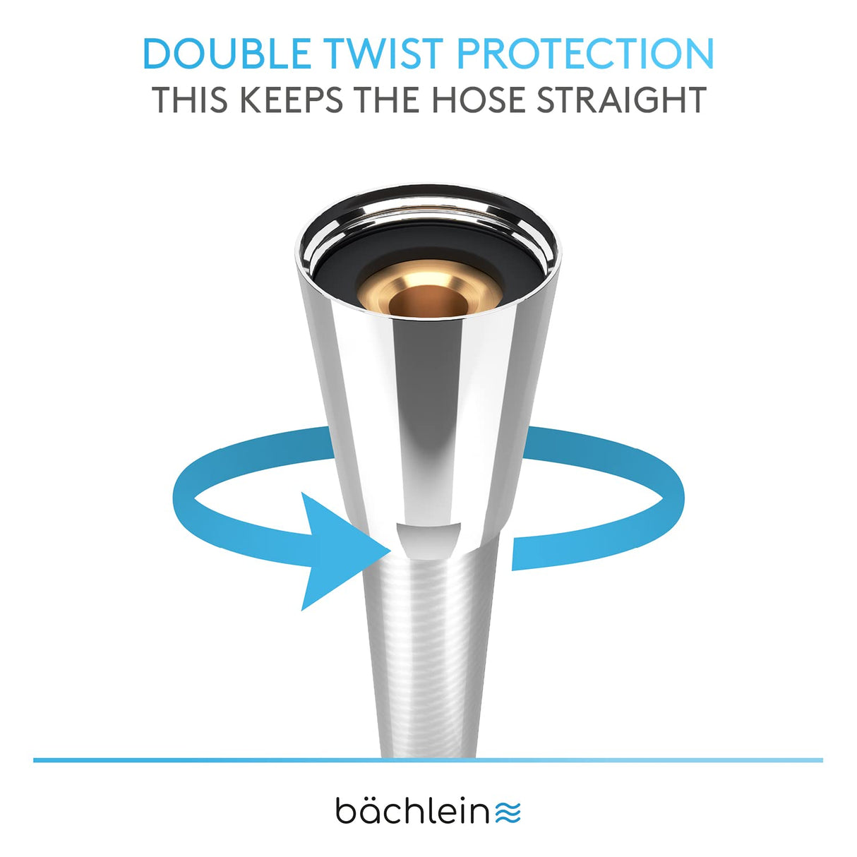 Bächlein Plastic Shower Hose with Double Anti-Twist Protection, Flexible and Kink-Resistant Shower Hose with Reinforced Polyester Threads in 1,6m Length - Made in Germany, Universal G½ Connection